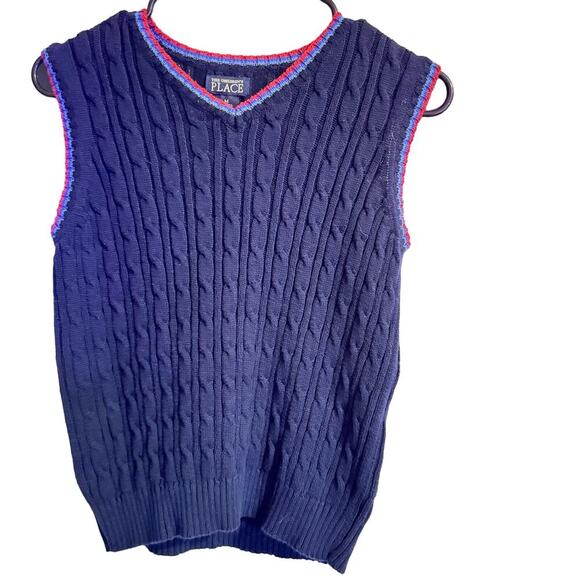 THE CHILDREN’S PLACE NAVY BLUE CABLE-KNIT SWEATER VEST BOYS SIZE 7/8 - Picture 1 of 4